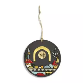 Israeli gift, Jerusalem/Dove in Flight Hanging, Ceramic, 15 cm
