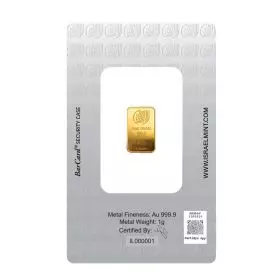 1g Gold Bar Dove of Peace in Assay - back