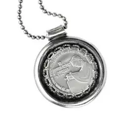Silver Necklace with Medal "Bar Mitzvah"